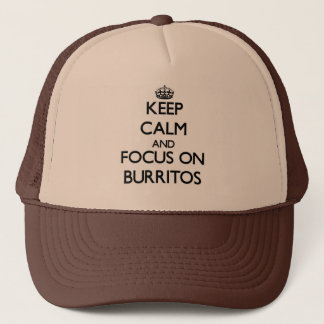 Casquette Gardez le calme et le foyer sur des Burritos