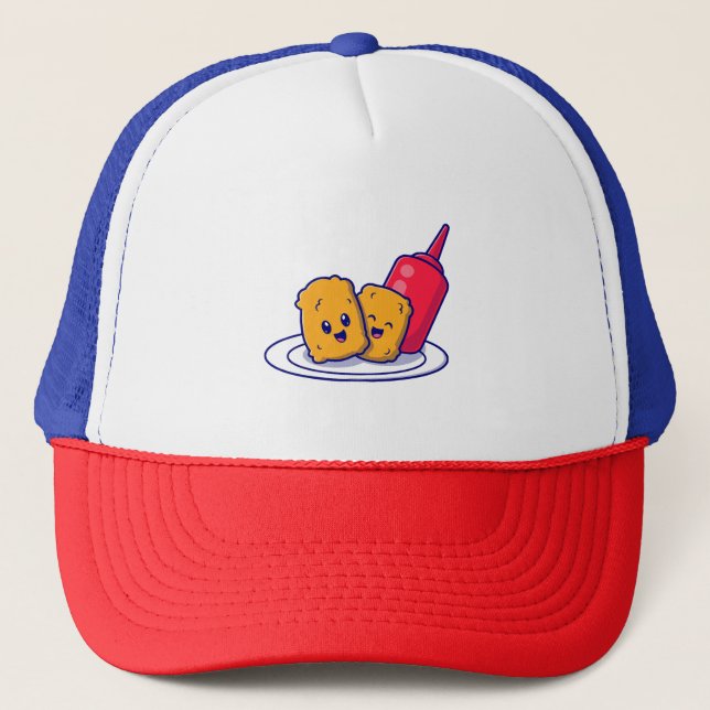 Casquette Gâteau De Gâtes Souriez Avec Un Dessin De Sauce (Devant)