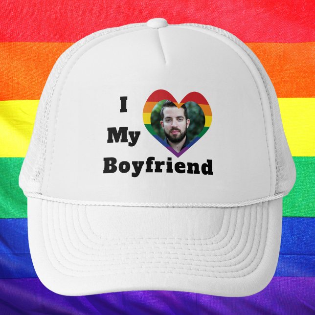 Casquette Gay pride LGBTQ Photo personnalisée I Love My Boyf (Créateur téléchargé)