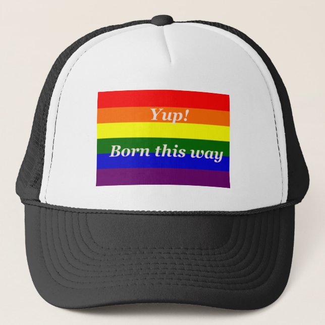Casquette Gay pride Rainbow flag Yup est né de cette façon (Devant)