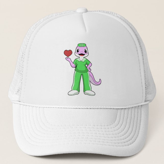 Casquette Geko comme infirmière avec coeur (Devant)