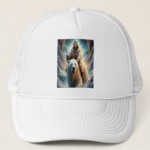 Casquette (Généré par AI ) Jésus sur un ours polaire 5x7