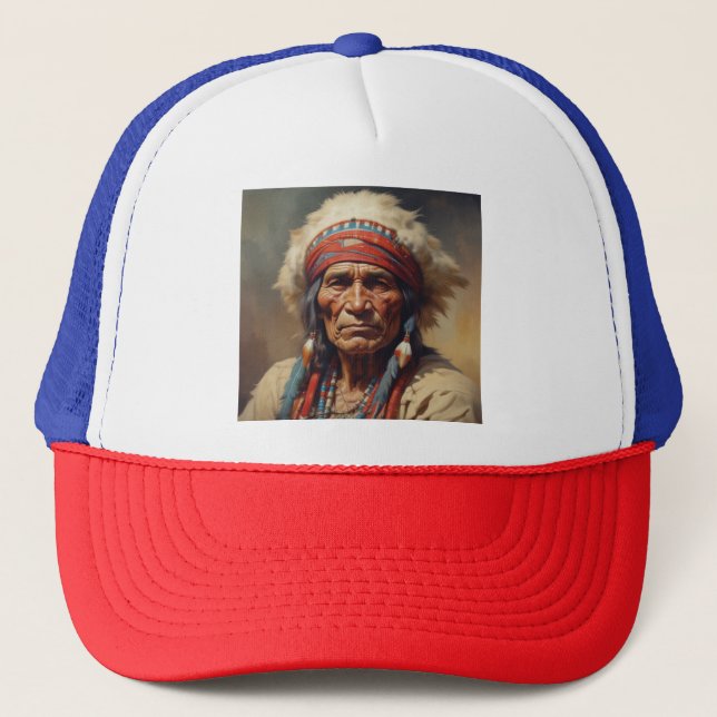 Casquette Geronimo Portrait du chef guerrier indien (Devant)