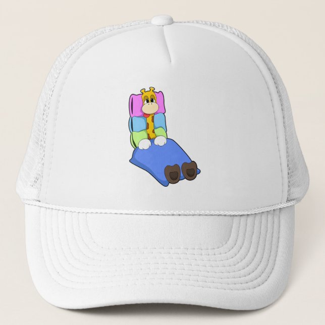 Casquette Giraffat au coucher avec couverture et Coussin (Devant)