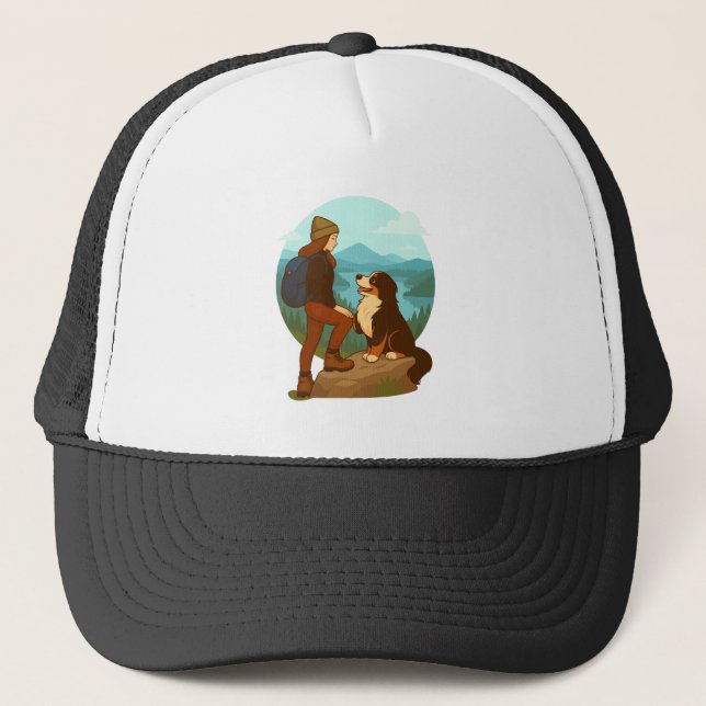 Casquette Girl and Mountain Dog Adventure Illustration (Devant)