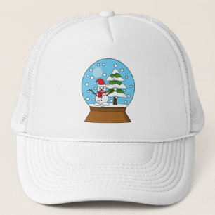 Casquette Globe de neige avec Snowman et Pine Tree