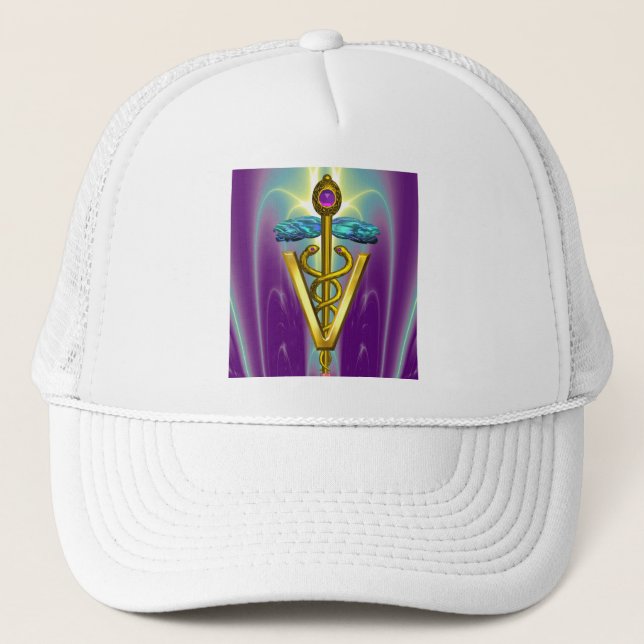 Casquette GOLDEN CADUCEUS VETERINARY SYMBOLE / Blue Purple (Devant)