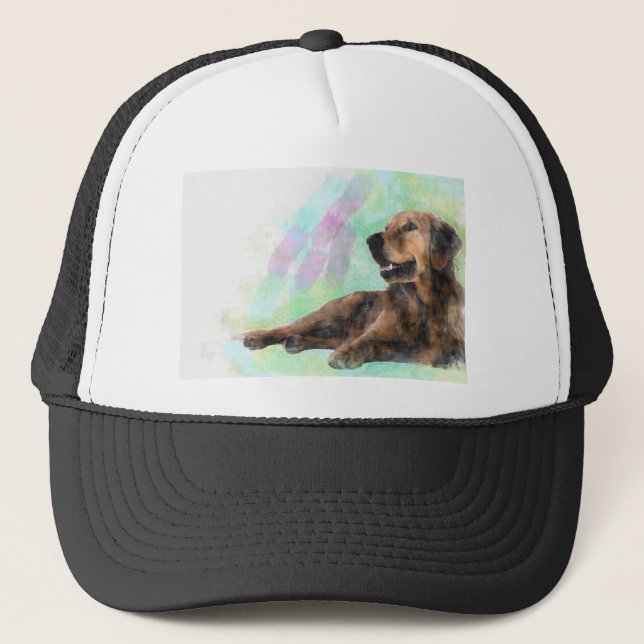 Casquette Golden Retriever Dog Water peinture couleur (Devant)
