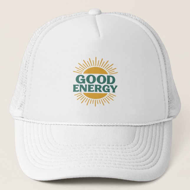 Casquette Good Energy- Retro Sunburst Positive Vibes Design (Devant)