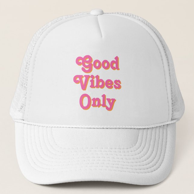Casquette Good Vibes Uniquement rose orange blanc (Devant)