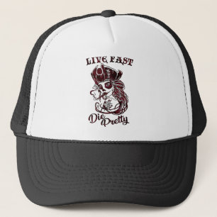 Casquette Gothique Pirate Skull Femme Vivre Fast Die Jolie