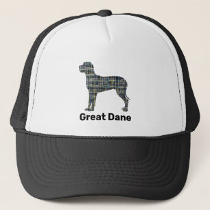 Casquette Grand Chien Danse Silhouette Jaune & Grilles Bleue