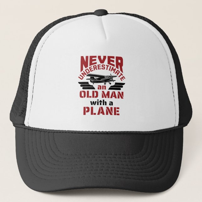 Casquette Grand-père Pilote Vieux homme avec avion (Devant)