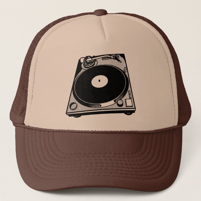Casquette Graphique de Tourne-disque rétro en noir (Devant)