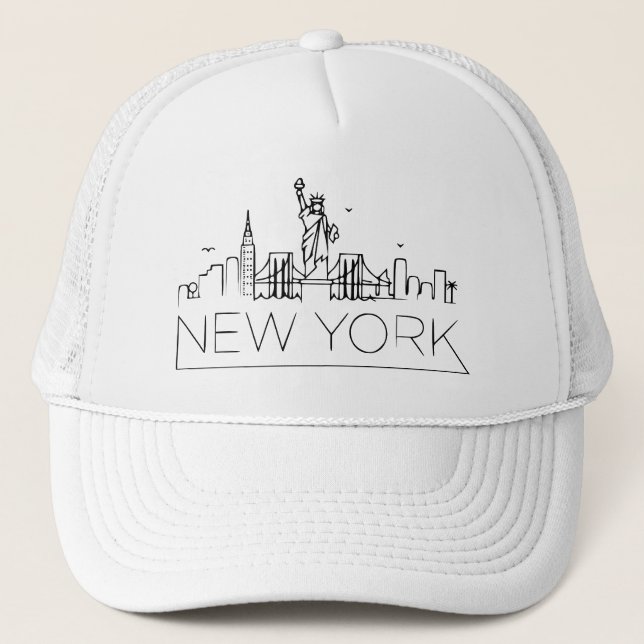 Casquette Graphique minimaliste de ligne Skyline FL New York (Devant)