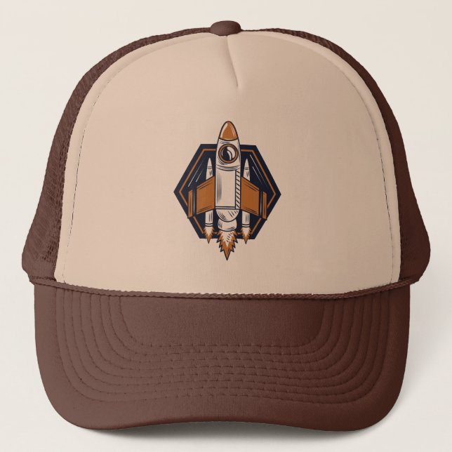Casquette Gras Brown Cartoon Space Shuttle Illustration (Devant)