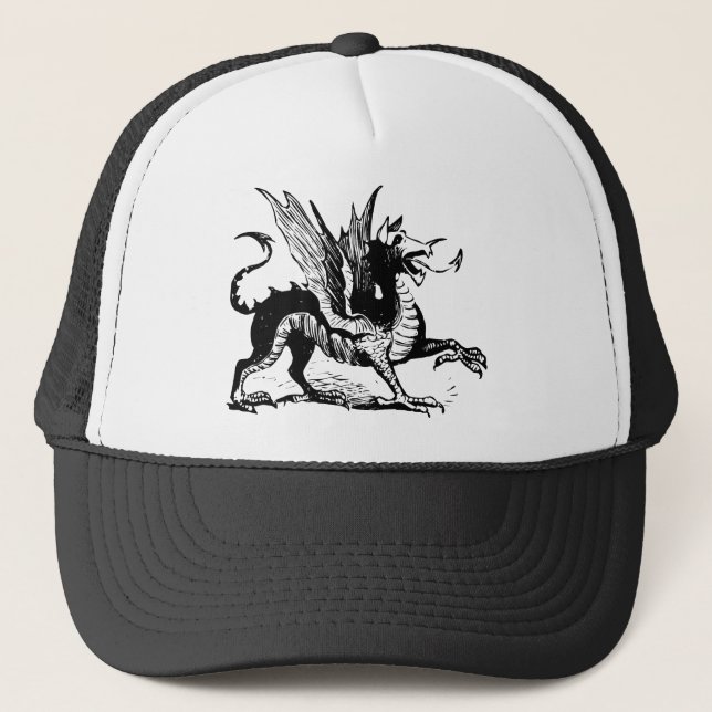 Casquette Gravure de dragon - Noir (Devant)