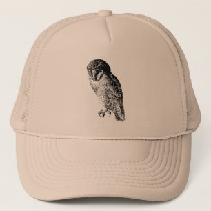 Casquette Gravure du bois vintage de hibou de grange