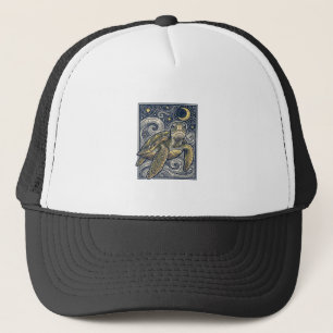 Casquette Gravure vintage tortue marine nuit étoilée