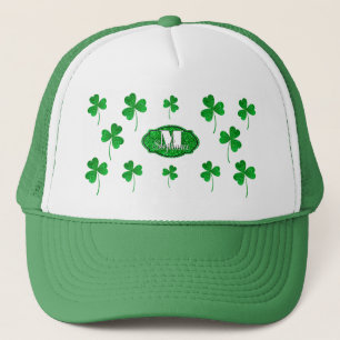 Casquette Green Sparkly Shamrock Monogramme St Patrick