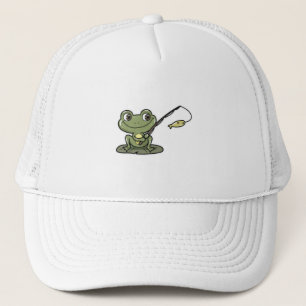 Casquette Grenouille à la pêche avec canne à pêche