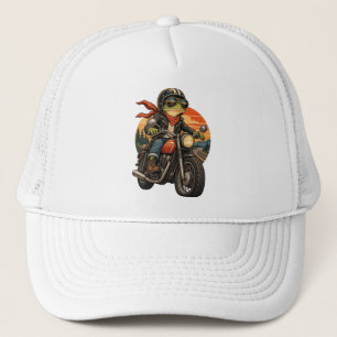 Casquette Grenouille Biker Rétro à Vélo Moto Coucher de Sole