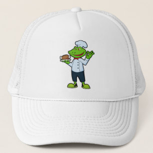 Casquette Grenouille comme cuisiner avec assiette de service