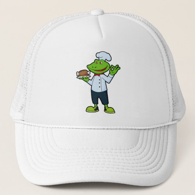 Casquette Grenouille comme cuisiner avec assiette de service (Devant)