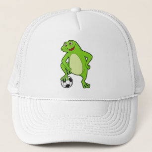 Casquette Grenouille comme joueur de football avec balle de 