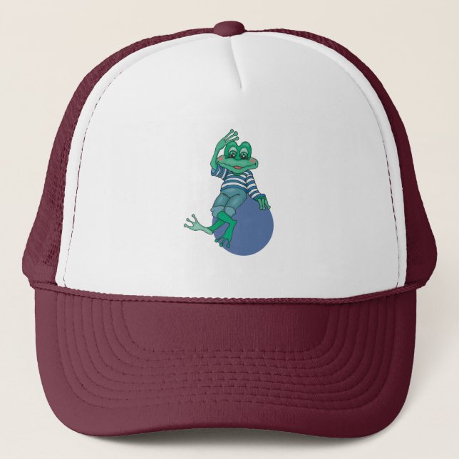 Casquette Grenouille en Jeans, Anniversaire, Pois (Devant)