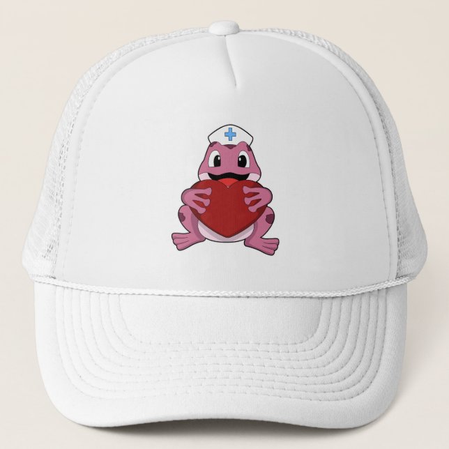 Casquette Grenouille en tant qu'infirmière avec coeur (Devant)