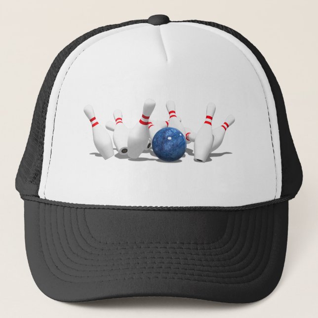 Casquette Grève ! Boule de Bowling & Épingles : (Devant)