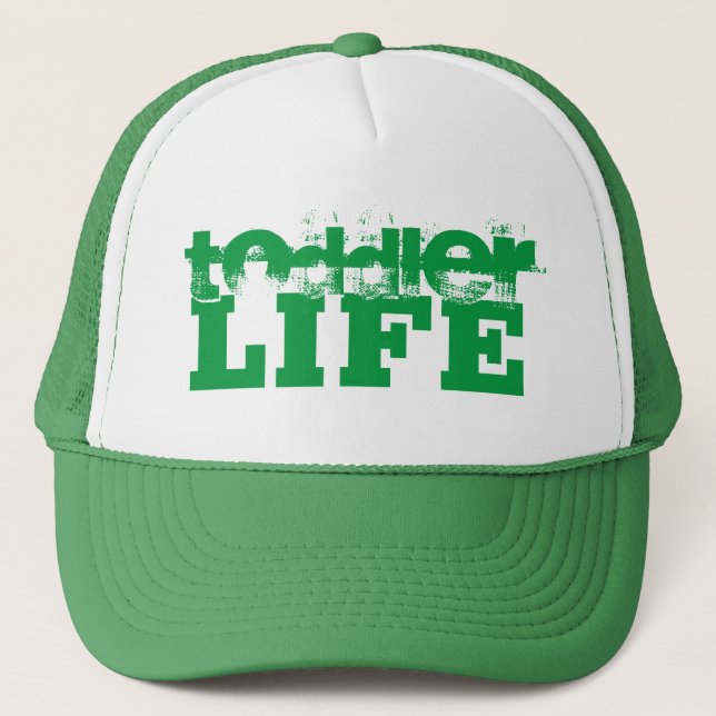 Casquette grunge vert et blanc TODDLER LIFE lettrage | (Devant)