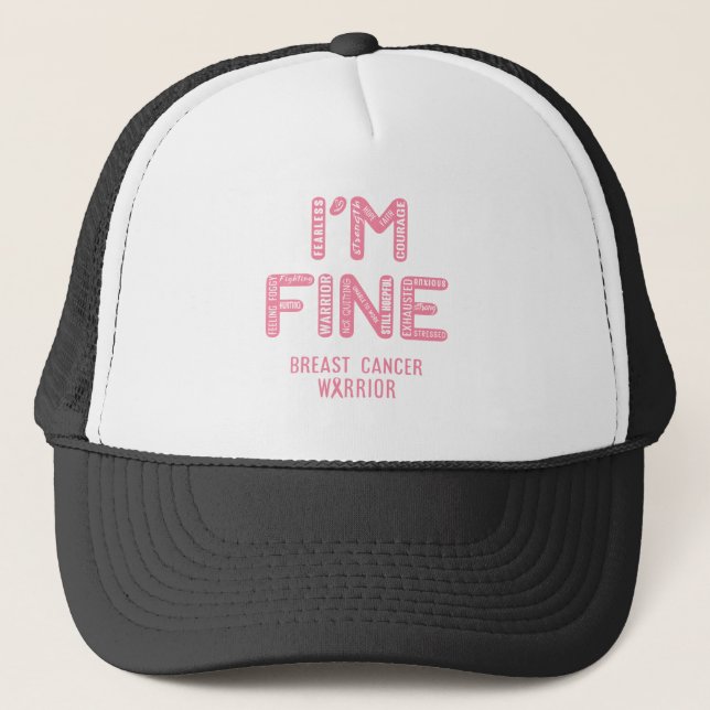 Casquette Guerrier du cancer du sein - JE SUIS FINE (Devant)