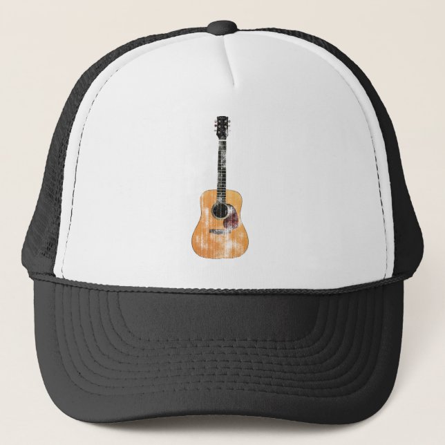 Casquette Guitare acoustique verticale en détresse (Devant)