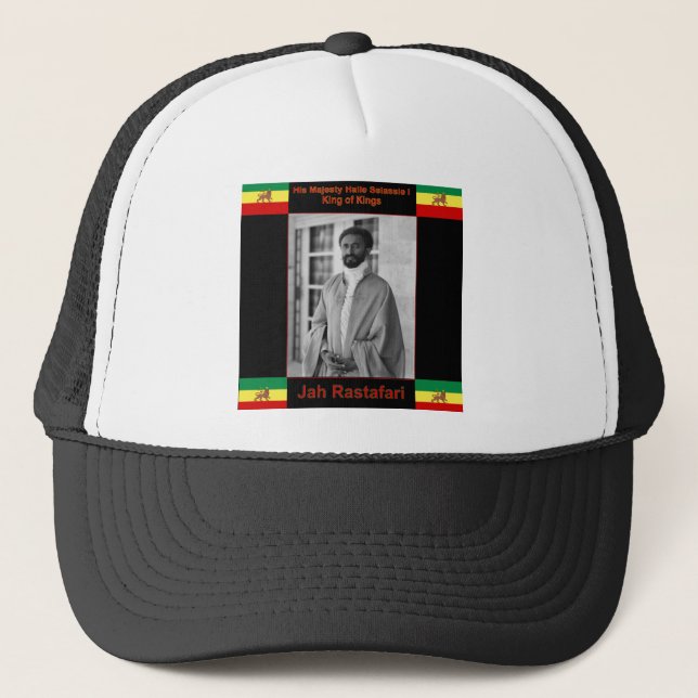 Casquette Haile Selassie le lion de Judah, Jah Rastafari (Devant)