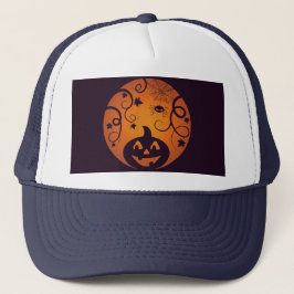 Casquette Halloween Jack-o'-lantern citrouille visage et ara