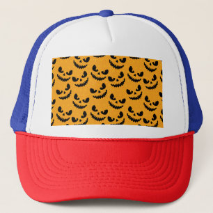 Casquette Halloween : visages effrayants, style vintage.