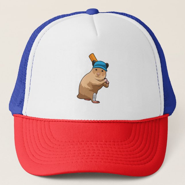 Casquette Hamster au cricket avec chauve-souris de cricket (Devant)