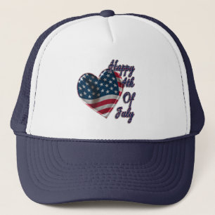 Casquette Happy 4 juillet USA Flag Heart