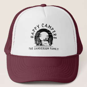 Casquette Happy Campers Nom de famille Camping Trip Black Wh