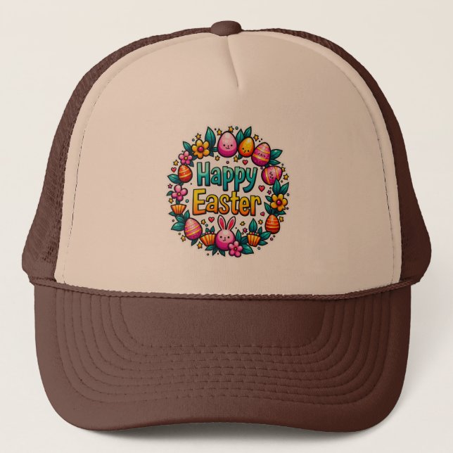 Casquette Happy Easter – Cute Bunny Lettering boné (Devant)