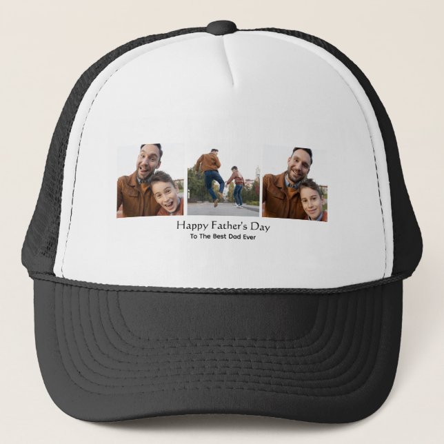 Casquette Happy Fête des pères Custom Photo Trucker Chapeau (Devant)