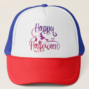 Casquette Happy Halloween dégradé volant sorcière chat