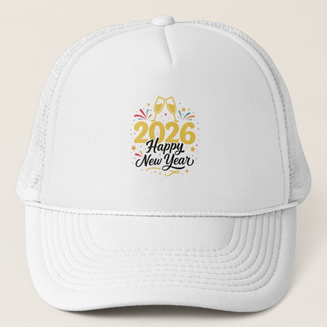 Casquette Happy New Year 2026 Celebration Trucker Hat (Devant)