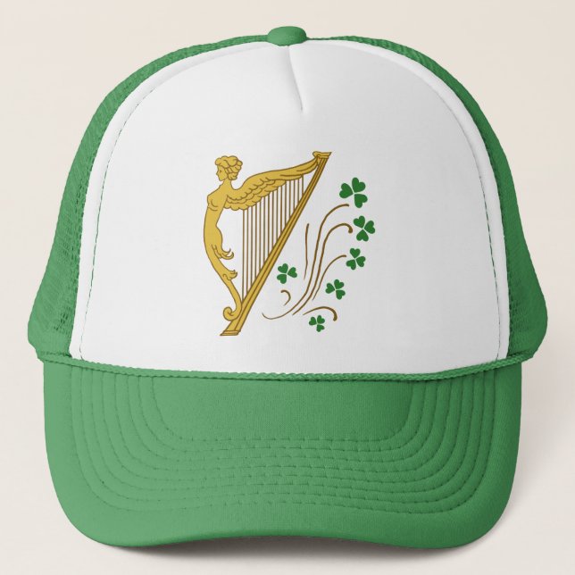 Casquette Harpe d'or St Patrick's Day et Shamrock (Devant)