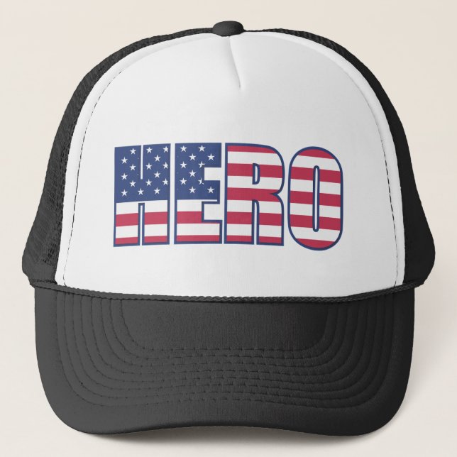 Casquette Hero américain Drapeau Étoiles rayures rouge blanc (Devant)
