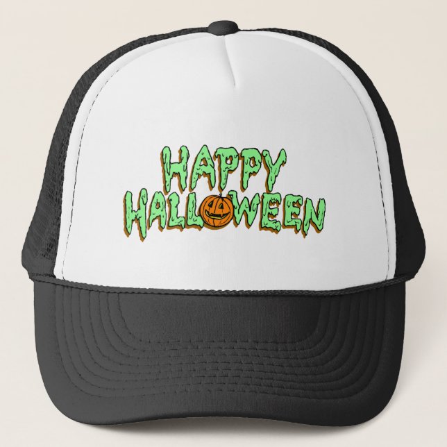 Casquette heureux de camionneur de Halloween (Devant)