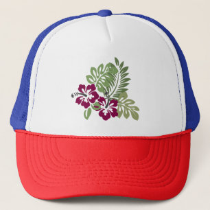 Casquette Hibiscus Bourgogne Décoration du feuillage Floral