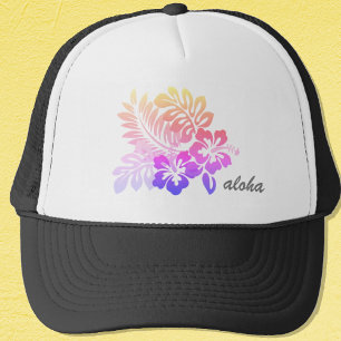 Casquette Hibiscus floral hawaïen tropical Aloha Script